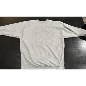 VTG NIKE Swoosh Embroidered Logo Sweatshirt Gray X-Large Length+4 Made In‎ USA